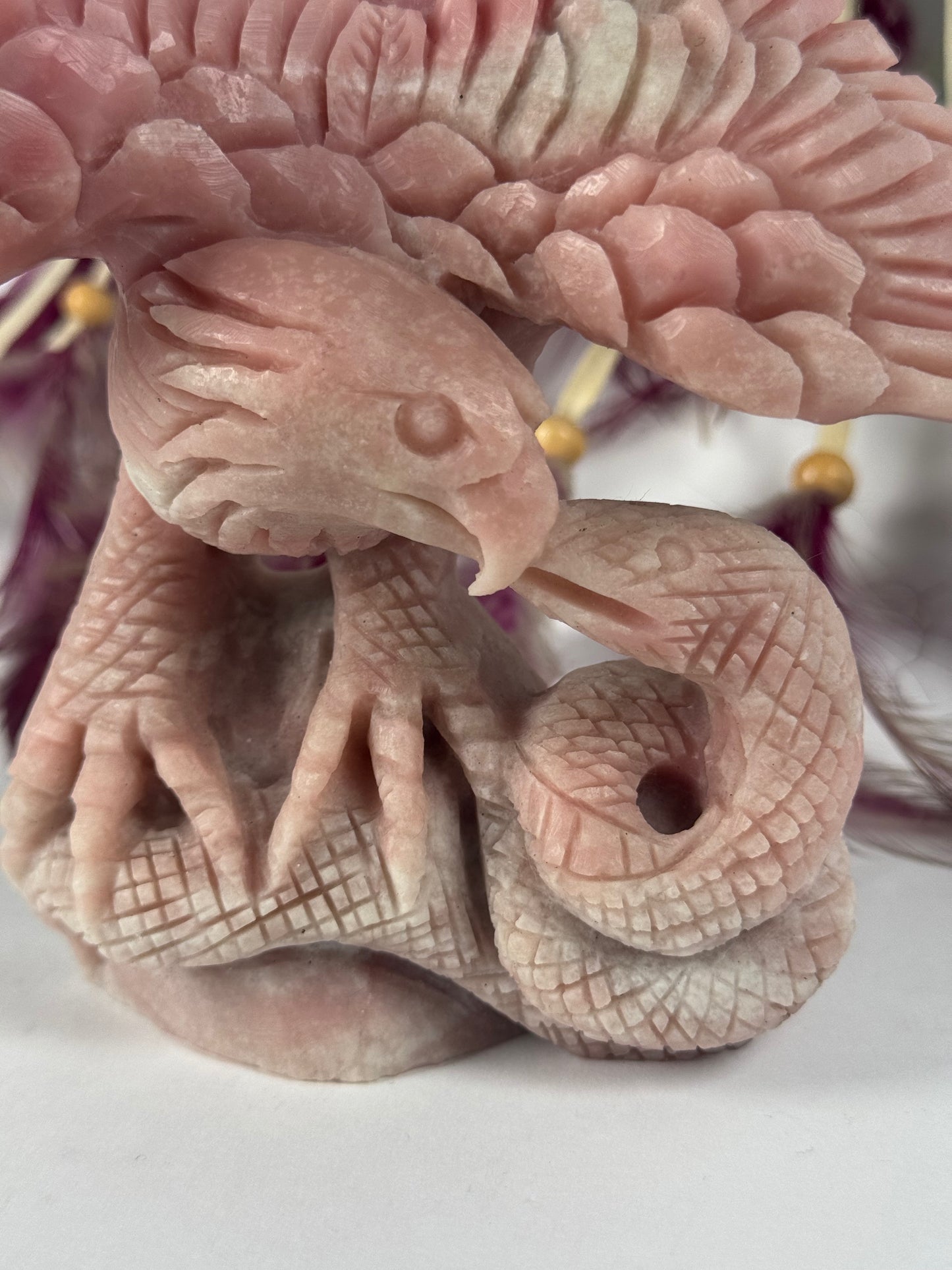 Pink Opal Eagle with snake