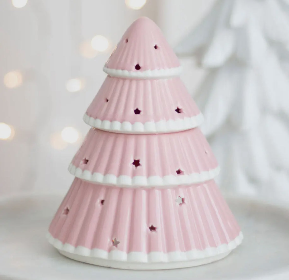 Roze kerstboom olie- en waxmelt brander