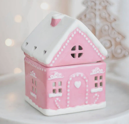 Roze peperkoek huisje olie- en waxmelt brander
