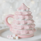 Roze kerstboom mok met deksel